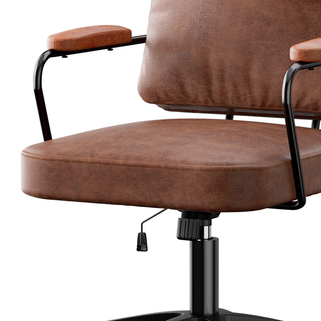 PU Leather Executive Office Arm Chair with Adjustable Features - Brown - Rivercity House & Home Co. (ABN 18 642 972 209) - Affordable Modern Furniture Australia