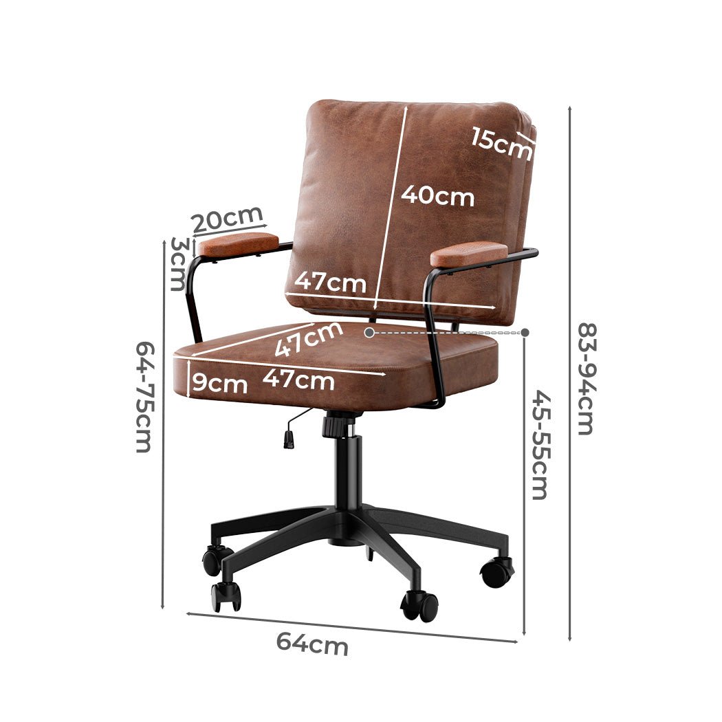 PU Leather Executive Office Arm Chair with Adjustable Features - Brown - Rivercity House & Home Co. (ABN 18 642 972 209) - Affordable Modern Furniture Australia