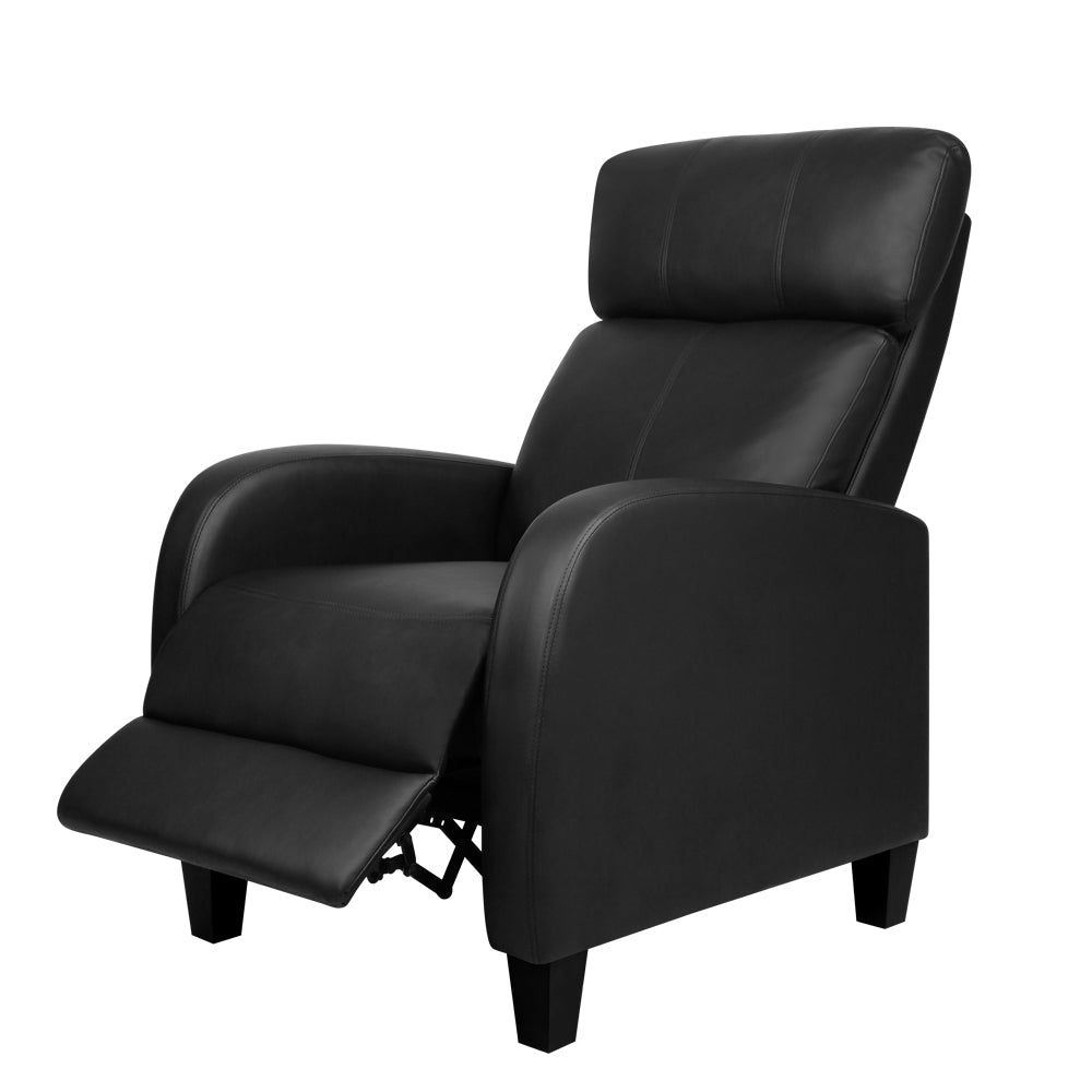 PU Leather Reclining Armchair - Black - Furniture > Bar Stools & Chairs > Arm Chairs & Recliners - Rivercity House & Home Co. (ABN 18 642 972 209) - Affordable Modern Furniture Australia