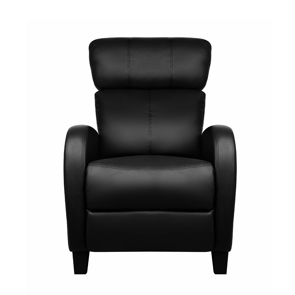 PU Leather Reclining Armchair - Black - Furniture > Bar Stools & Chairs > Arm Chairs & Recliners - Rivercity House & Home Co. (ABN 18 642 972 209) - Affordable Modern Furniture Australia