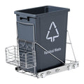 40L Pull-Out Kitchen Cabinet Slide Bin with Removable Basket - Grey