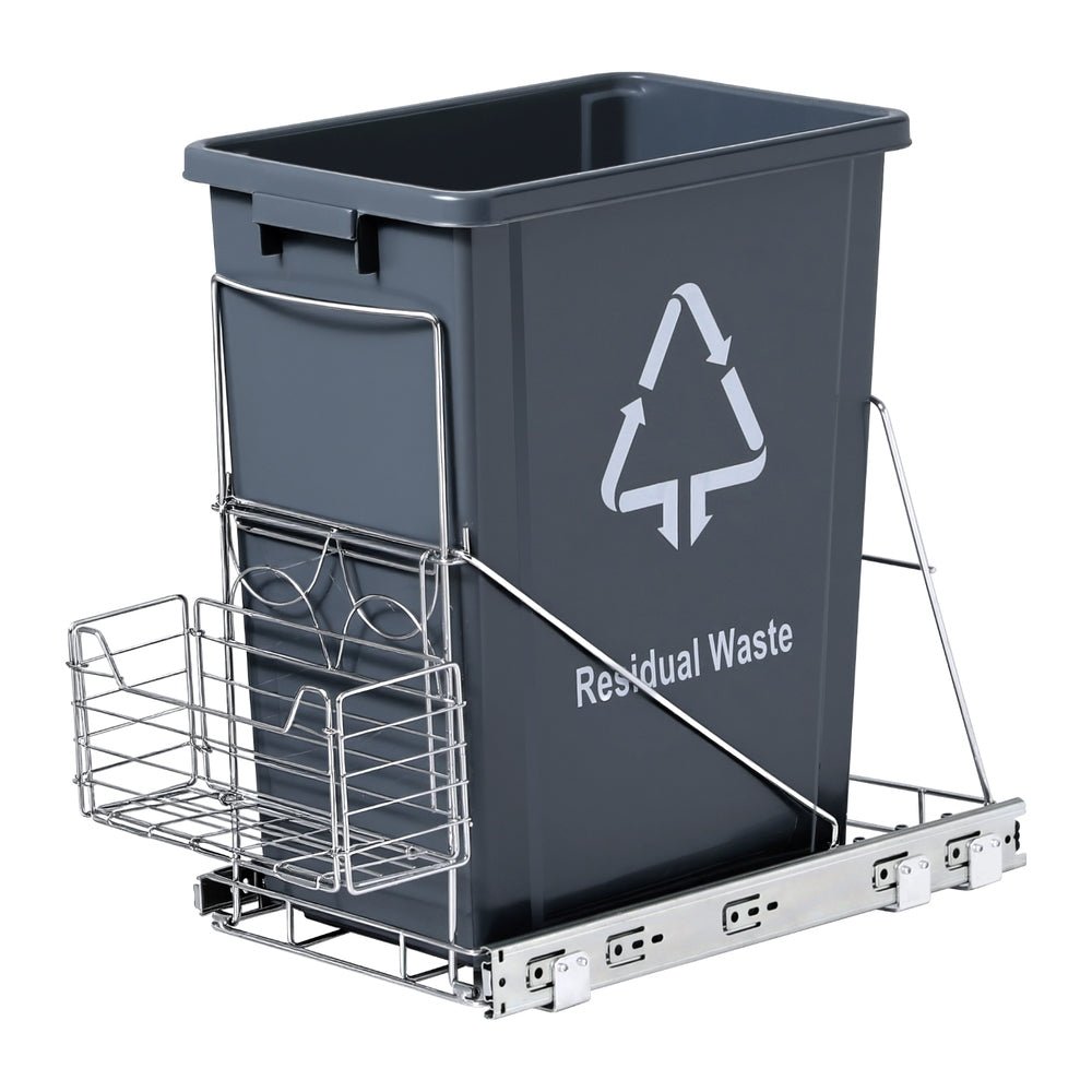 Pull Out Bin Kitchen Cabinet Slide Garbage Rubbish Bins Basket 40L Grey - Home & Garden > Kitchen Bins > Pull Out Bins - Rivercity House & Home Co. (ABN 18 642 972 209) - Affordable Modern Furniture Australia