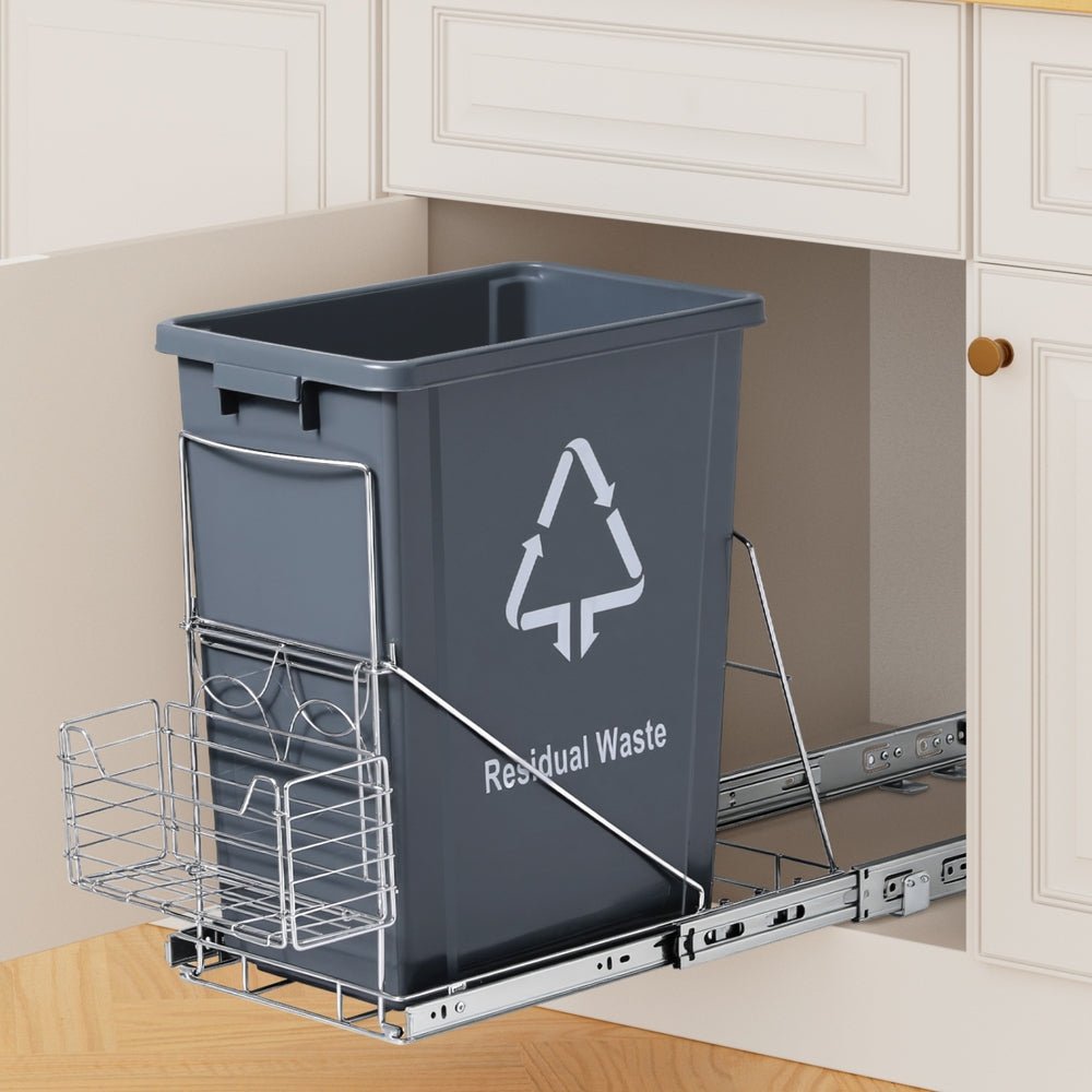 Pull Out Bin Kitchen Cabinet Slide Garbage Rubbish Bins Basket 40L Grey - Home & Garden > Kitchen Bins > Pull Out Bins - Rivercity House & Home Co. (ABN 18 642 972 209) - Affordable Modern Furniture Australia