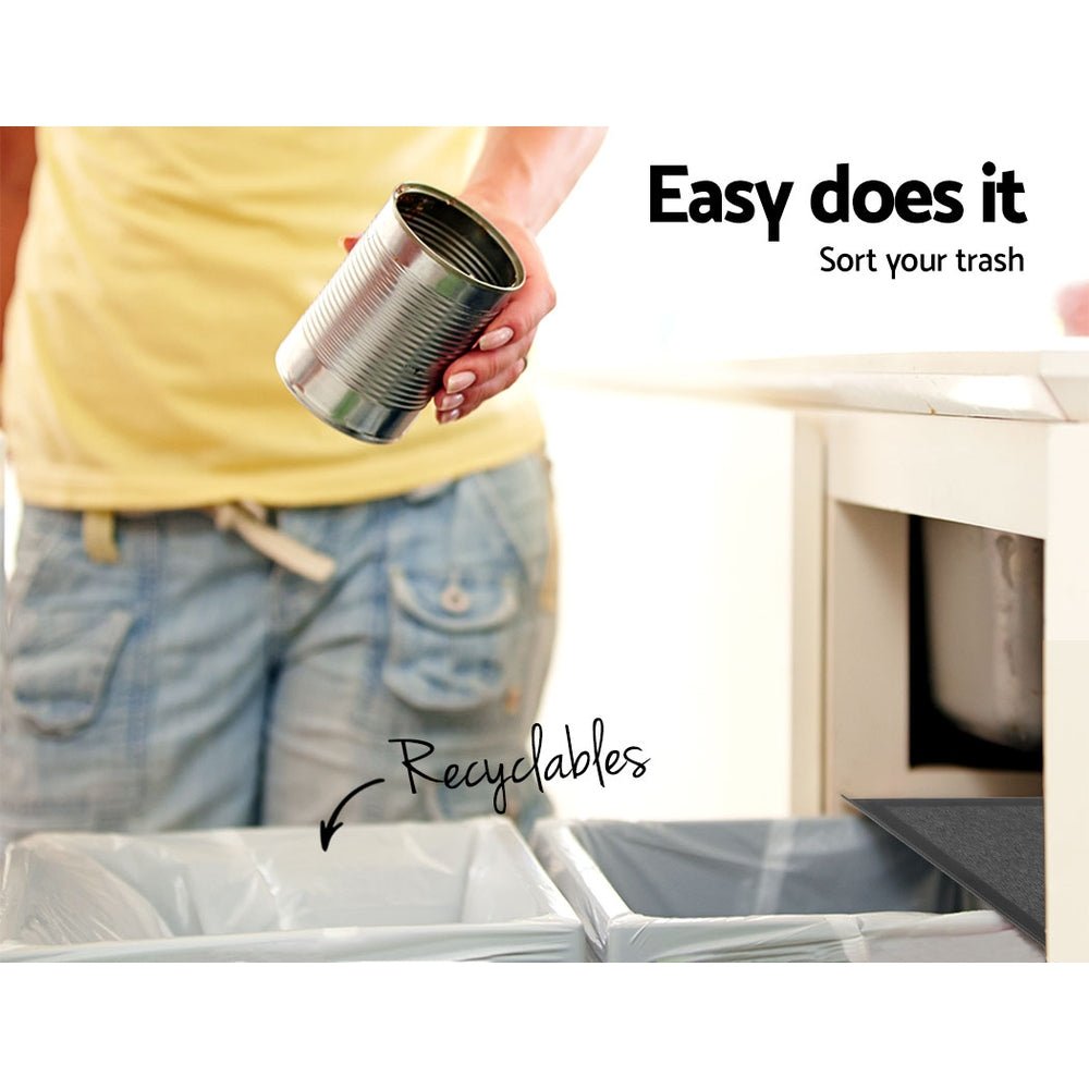 Pull Out Bin Kitchen Double Basket 2X15L Black - Home & Garden > Kitchen Bins > Pull Out Bins - Rivercity House & Home Co. (ABN 18 642 972 209) - Affordable Modern Furniture Australia