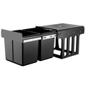 Pull Out Kitchen Double Basket Bin 2x15L with Lids - Black