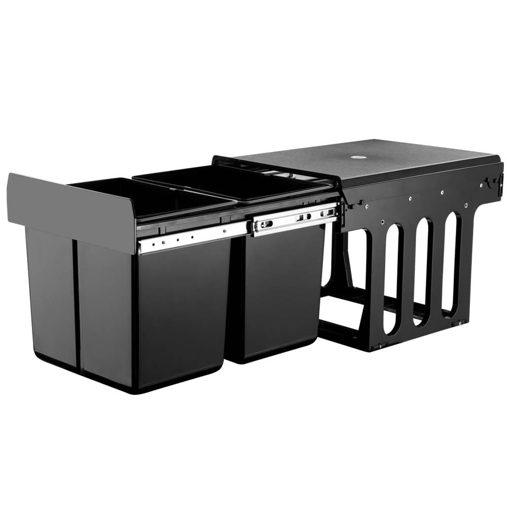 Pull Out Bin Kitchen Double Basket 2X15L Black - Home & Garden > Kitchen Bins > Pull Out Bins - Rivercity House & Home Co. (ABN 18 642 972 209) - Affordable Modern Furniture Australia