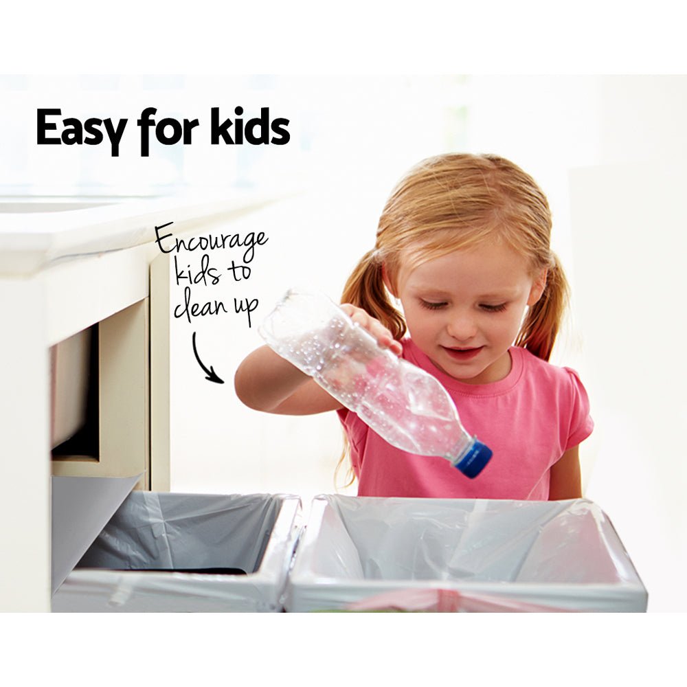 Pull Out Bin Kitchen Double Basket 2X15L Grey - Home & Garden > Kitchen Bins > Pull Out Bins - Rivercity House & Home Co. (ABN 18 642 972 209) - Affordable Modern Furniture Australia