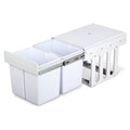 Pull-Out Double Basket Kitchen Bin 2x15L with Lids - White