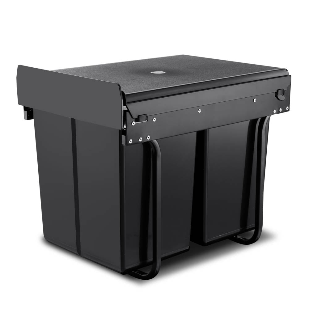 Pull Out Bin Kitchen Double Basket 2X20L Black - Home & Garden > Kitchen Bins > Pull Out Bins - Rivercity House & Home Co. (ABN 18 642 972 209) - Affordable Modern Furniture Australia