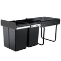 Pull-Out Kitchen Double Waste Bin 2x20L with Lids - Black