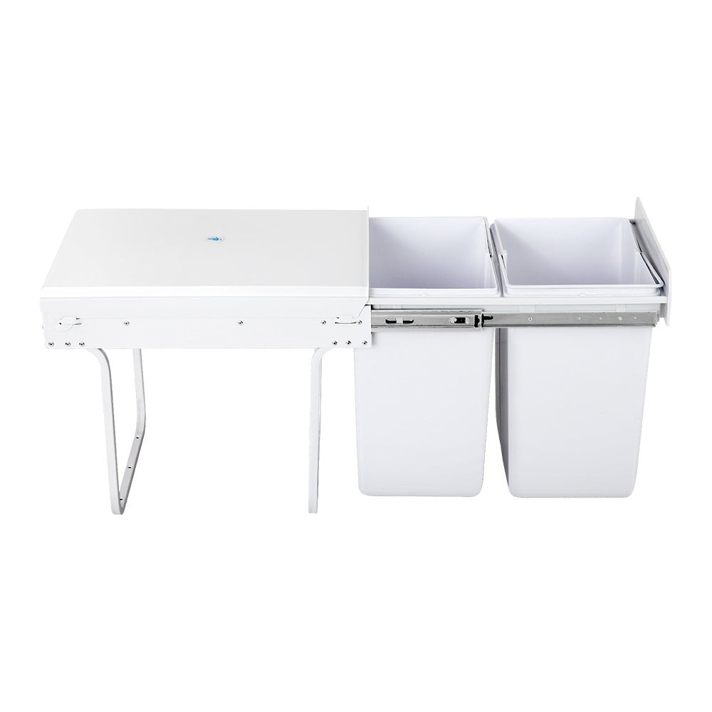 Pull Out Bin Kitchen Double Basket 2X20L White - Home & Garden > Kitchen Bins > Pull Out Bins - Rivercity House & Home Co. (ABN 18 642 972 209) - Affordable Modern Furniture Australia