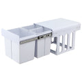 Pull-Out Triple Slide Kitchen Garbage Bins 31L with Lids - White