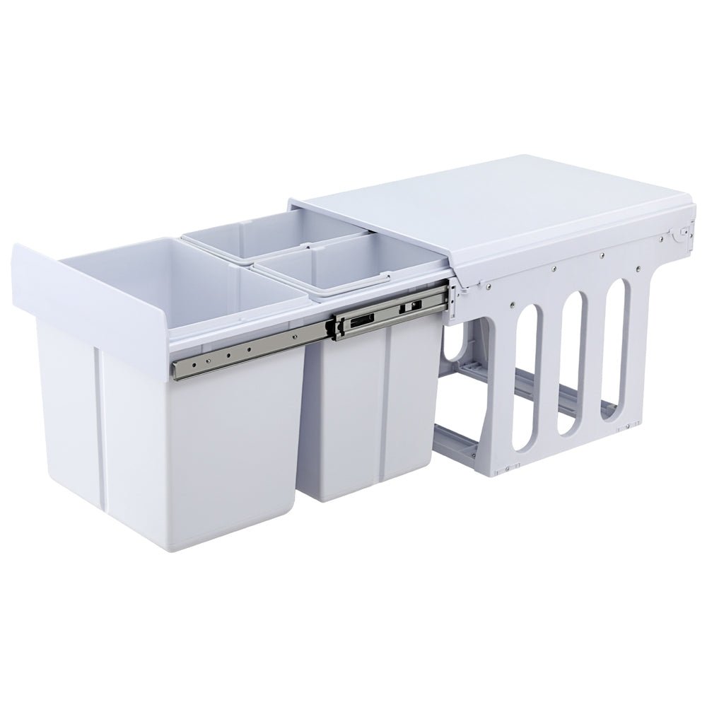 Pull Out Bin Kitchen Triple Slide Garbage Rubbish Bins Basket White 31L - Home & Garden > Kitchen Bins > Pull Out Bins - Rivercity House & Home Co. (ABN 18 642 972 209) - Affordable Modern Furniture Australia