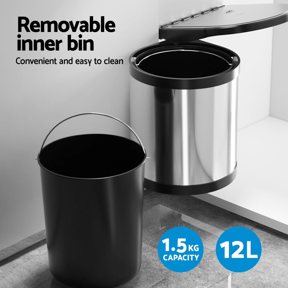 Pull Out Bin Swing Out Bins 12L - Home & Garden > Kitchen Bins > Pull Out Bins - Rivercity House & Home Co. (ABN 18 642 972 209) - Affordable Modern Furniture Australia