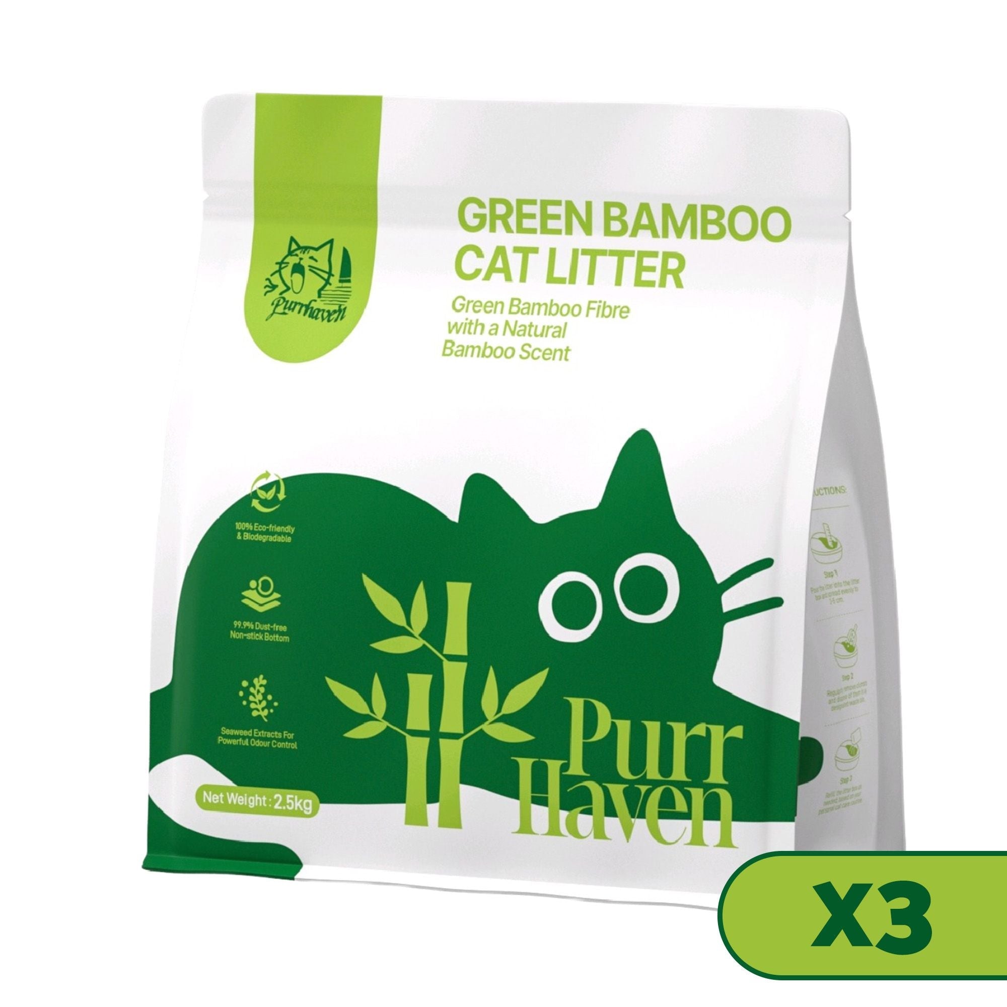 PurrHaven Bamboo Clumping Cat & Kitty Litter, 7.5kg (3 Pack),Dust Free,Natural Flusable,Easy to Clean,Odour Neutraliser,Rapid Liquid Absorption,Non - Toxic Formula - Pet Care > Cat Supplies > Cat Litter - Rivercity House & Home Co. (ABN 18 642 972 209) - Affordable Modern Furniture Australia