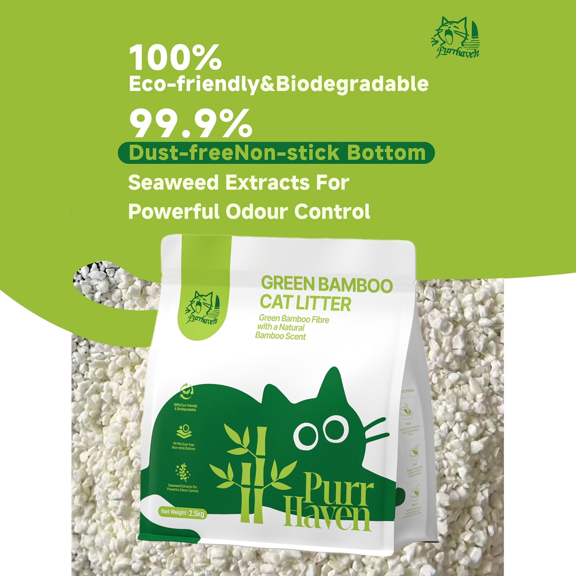 PurrHaven Bamboo Clumping Cat & Kitty Litter, 7.5kg (3 Pack),Dust Free,Natural Flusable,Easy to Clean,Odour Neutraliser,Rapid Liquid Absorption,Non - Toxic Formula - Pet Care > Cat Supplies > Cat Litter - Rivercity House & Home Co. (ABN 18 642 972 209) - Affordable Modern Furniture Australia