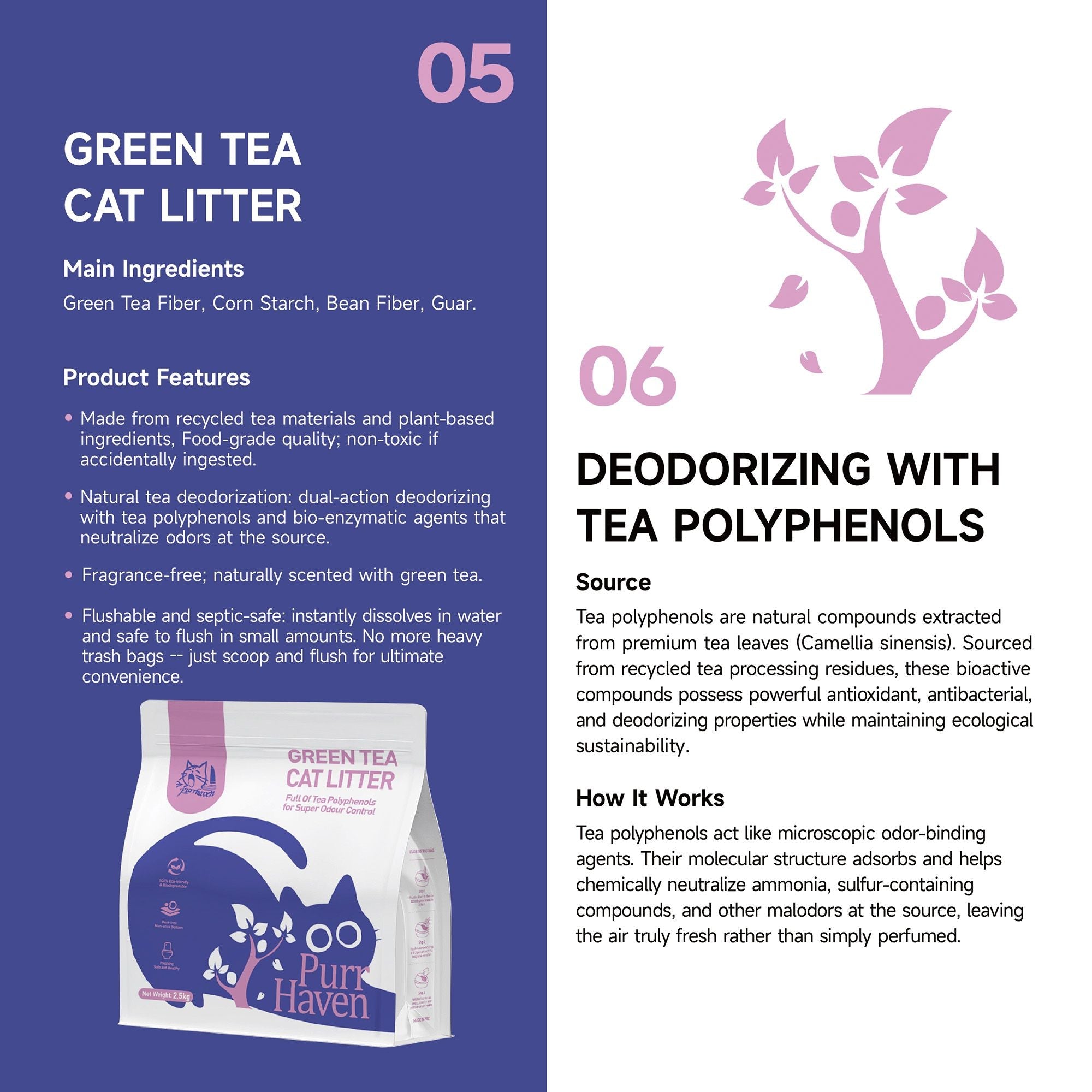 PurrHaven Green Tea Clumping Cat & Kitty Litter, 7.5kg (3 Pack),Dust Free,Natural Flusable,Easy to Clean,Odour Neutraliser,Rapid Liquid Absorption,Non - Toxic Formula - Pet Care > Cat Supplies > Cat Litter - Rivercity House & Home Co. (ABN 18 642 972 209) - Affordable Modern Furniture Australia