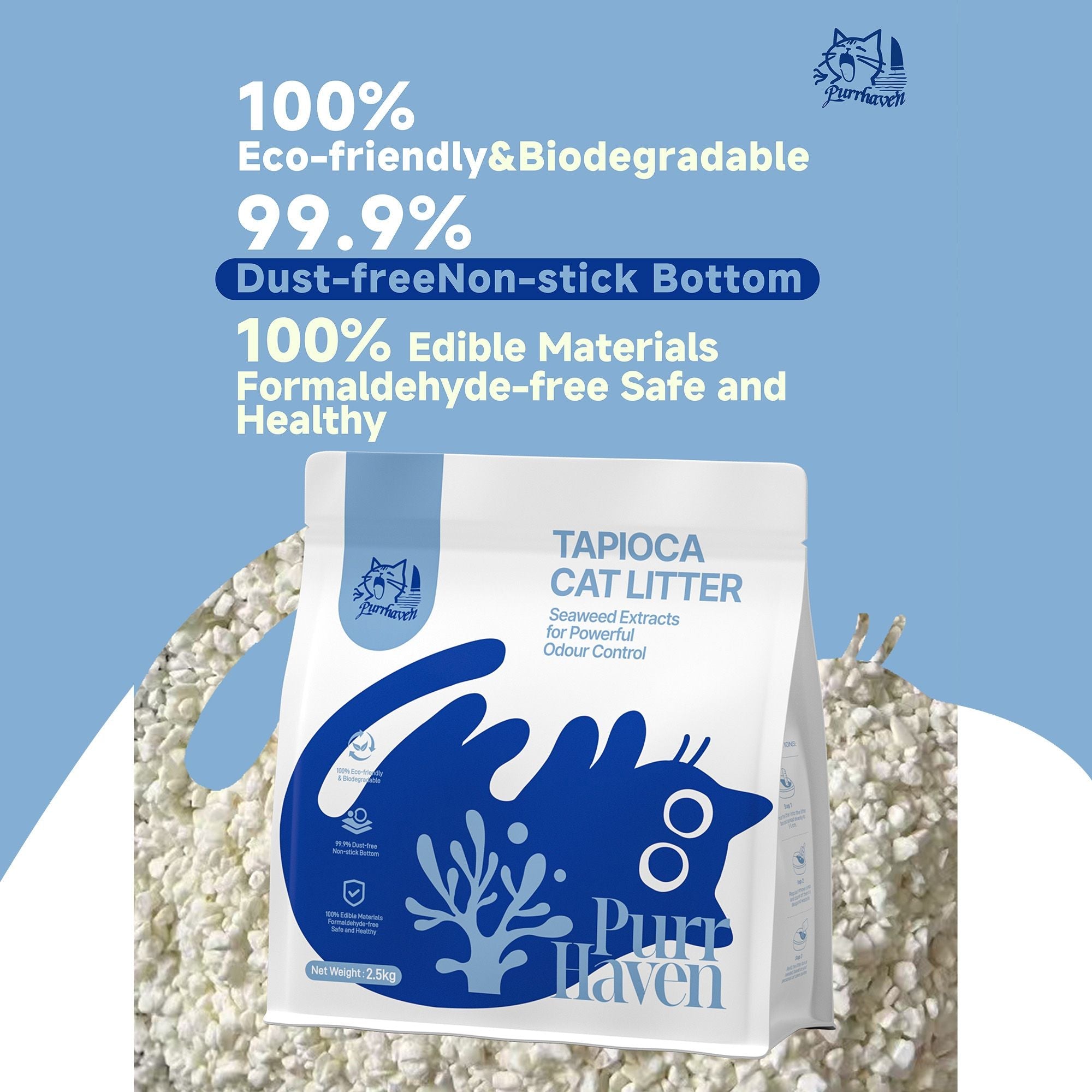 PurrHaven Tapioca Clumping Cat & Kitty Litter, 7.5kg (3 Pack),Dust Free,Multi - Cat,Easy to Clean,Odour Neutraliser,Rapid Liquid Absorption,Non - Toxic Formula - Pet Care > Cat Supplies > Cat Litter - Rivercity House & Home Co. (ABN 18 642 972 209) - Affordable Modern Furniture Australia