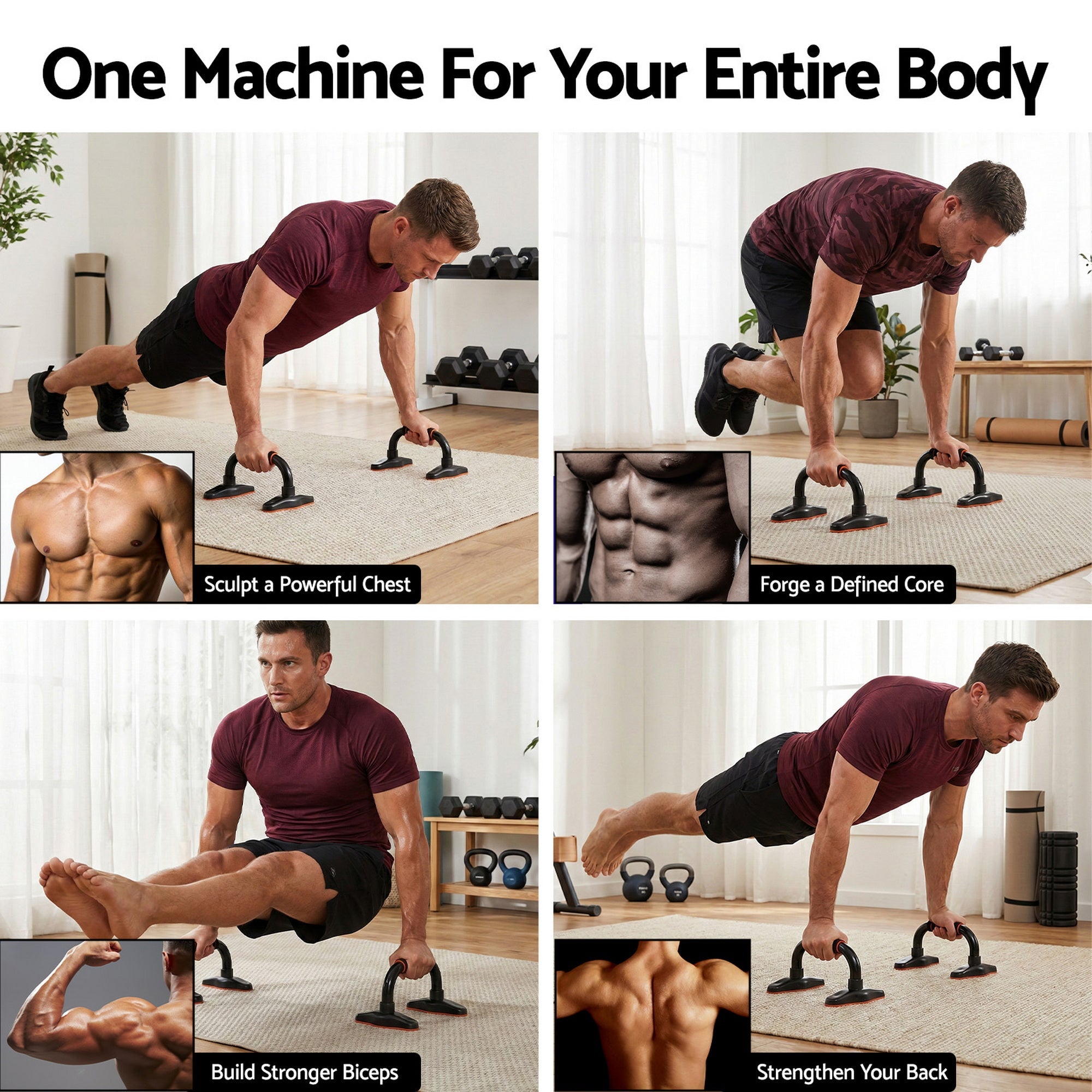 Push Up Bars with Parallel Handles for Home Gym Strength Training - Orange & Black - Sports & Fitness > Exercise, Gym & Fitness > Gym Equipment & Accessories - Rivercity House & Home Co. (ABN 18 642 972 209) - Affordable Modern Furniture Australia