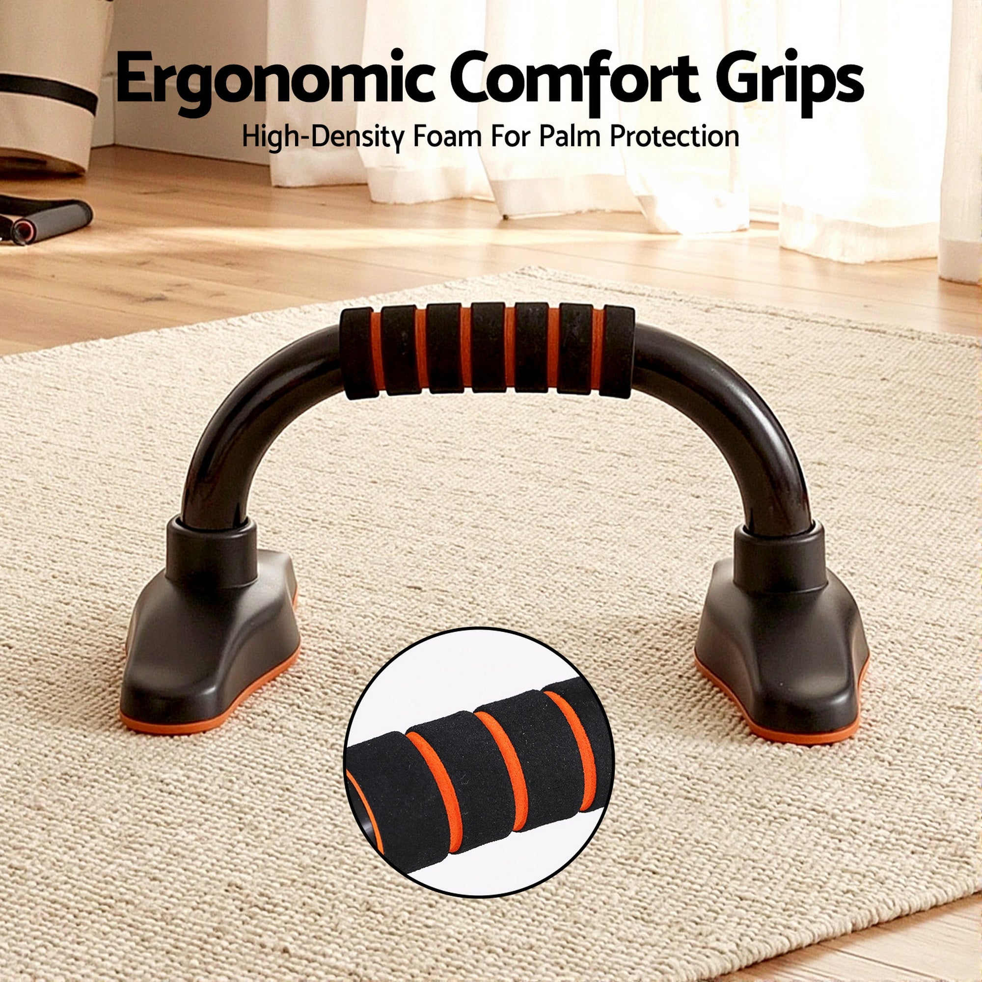 Push Up Bars with Parallel Handles for Home Gym Strength Training - Orange & Black - Sports & Fitness > Exercise, Gym & Fitness > Gym Equipment & Accessories - Rivercity House & Home Co. (ABN 18 642 972 209) - Affordable Modern Furniture Australia