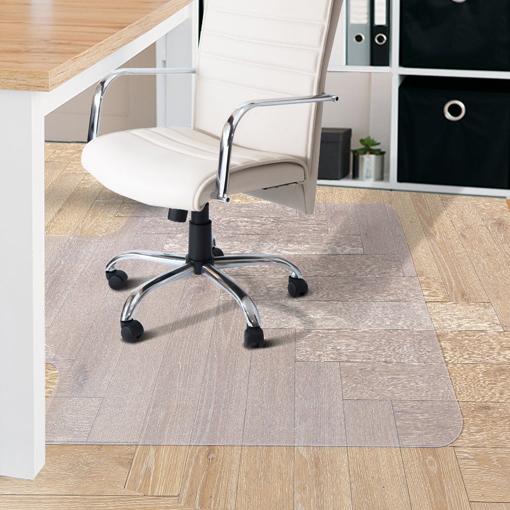 PVC Chair Mat for Hard Floors and Carpets 135x114cm - Black/Clear - Rivercity House & Home Co. (ABN 18 642 972 209) - Affordable Modern Furniture Australia
