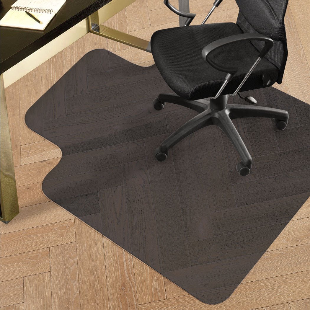 PVC Chair Mat for Hard Floors and Carpets 135x114cm - Clear/Black - Rivercity House & Home Co. (ABN 18 642 972 209) - Affordable Modern Furniture Australia