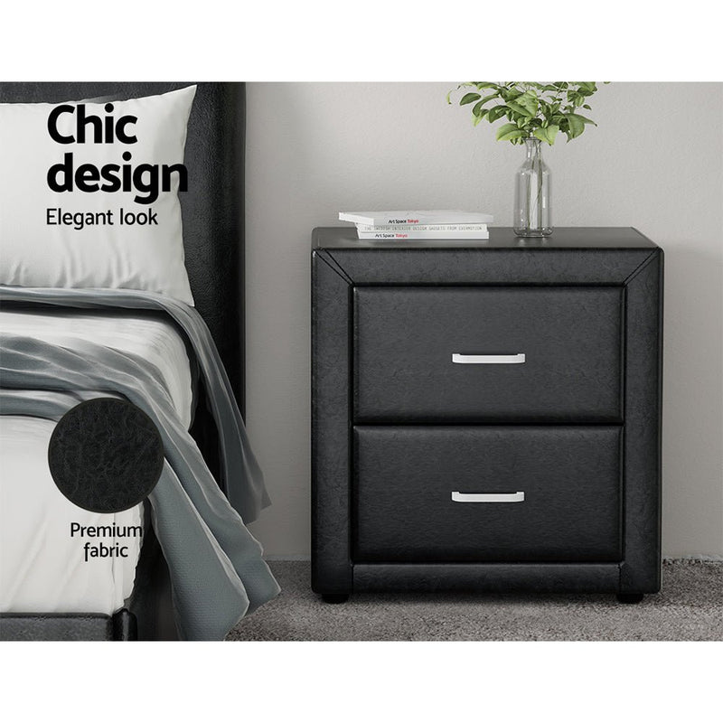 PVC Leather Bedside Table - Black - Rivercity House & Home Co. (ABN 18 642 972 209) - Affordable Modern Furniture Australia