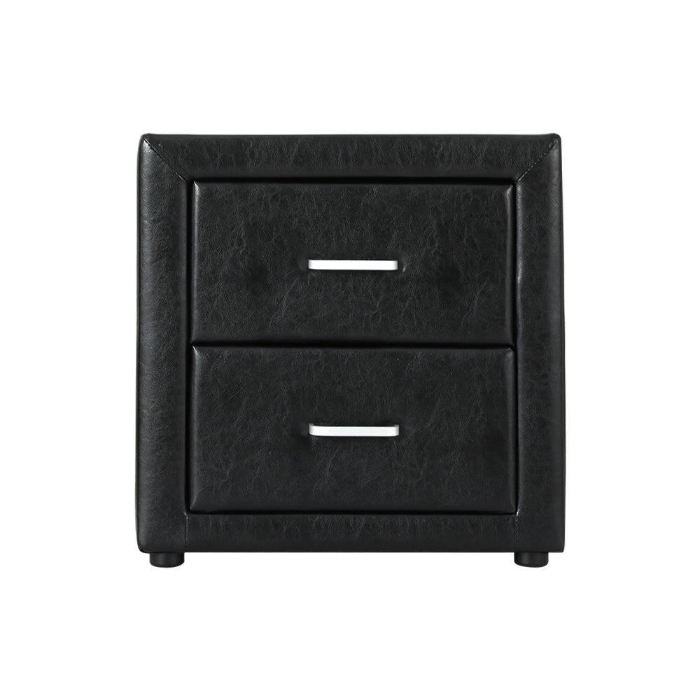 PVC Leather Bedside Table - Black - Rivercity House & Home Co. (ABN 18 642 972 209) - Affordable Modern Furniture Australia