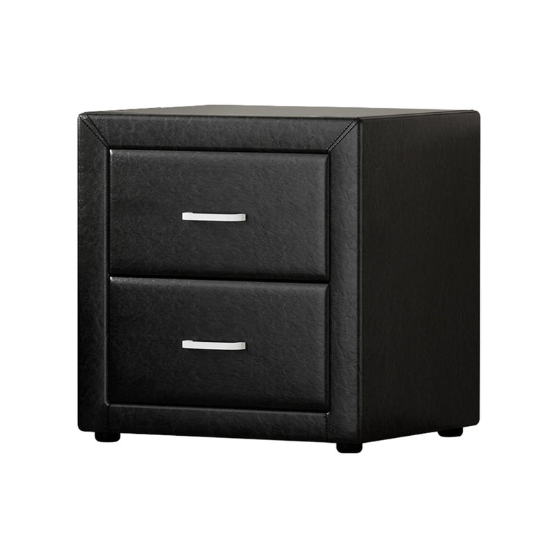 PVC Leather Bedside Table - Black - Rivercity House & Home Co. (ABN 18 642 972 209) - Affordable Modern Furniture Australia