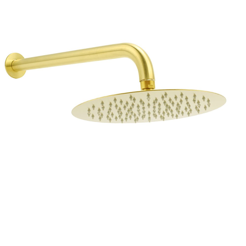 PVD Brushed Gold 10" Shower Rain Head 355mm Straight Wall Mount Arm Bathroom Set - Furniture > Bathroom > Shower Heads & Screens - Rivercity House & Home Co. (ABN 18 642 972 209) - Affordable Modern Furniture Australia