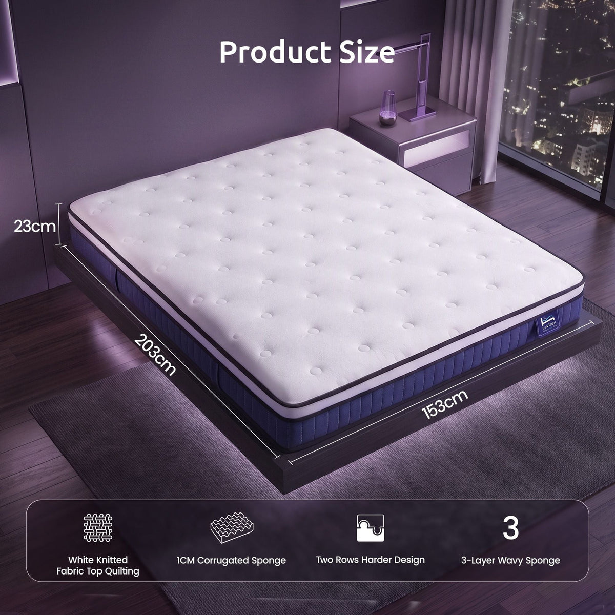 Queen 23cm Pocket Spring Mattress with Cooling Gel Foam, Medium-Firm Full-Body Support - White - Furniture > Mattresses > Queen Mattress - Rivercity House & Home Co. (ABN 18 642 972 209) - Affordable Modern Furniture Australia