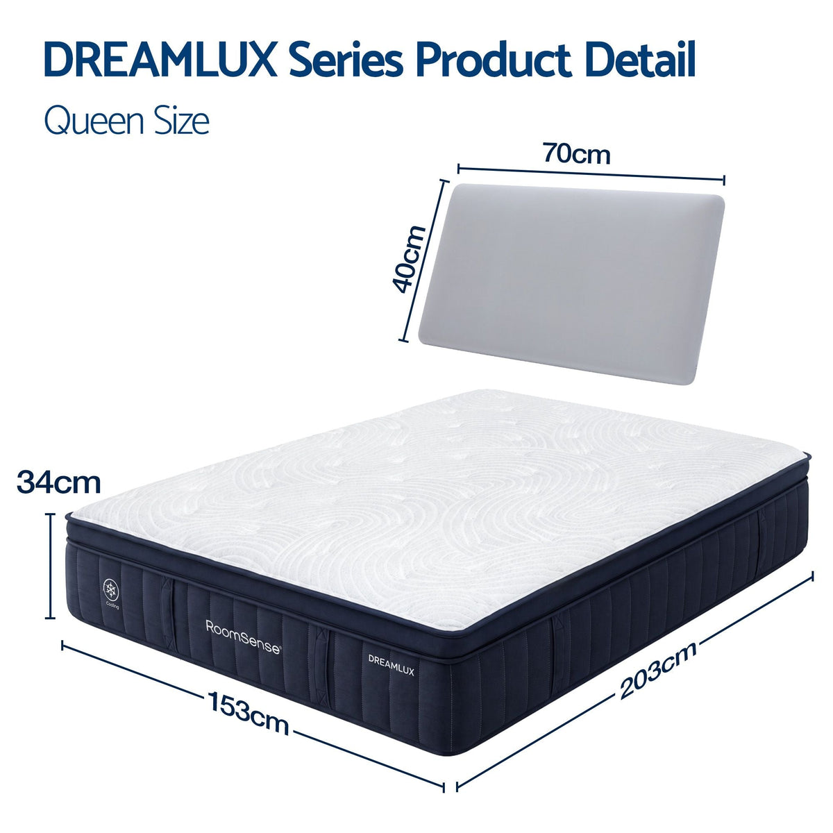 Queen 34cm Gel Cooling Tencel Mattress Bundle with 2 Pillows - Furniture > Mattresses > Queen Mattress - Rivercity House & Home Co. (ABN 18 642 972 209) - Affordable Modern Furniture Australia