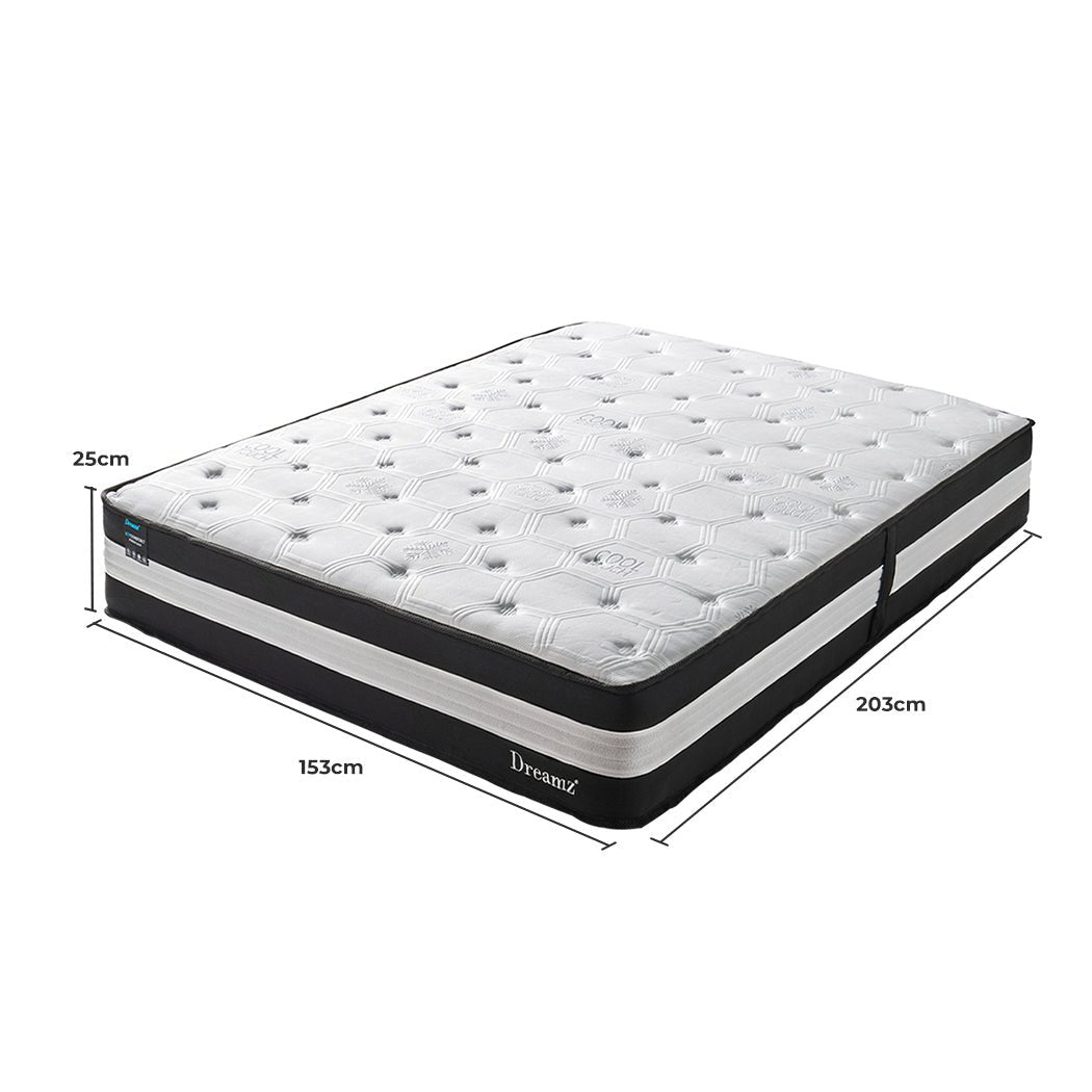 Queen 5 - Zone Cooling Pocket Spring Mattress 25cm - Black/White - Rivercity House & Home Co. (ABN 18 642 972 209) - Affordable Modern Furniture Australia