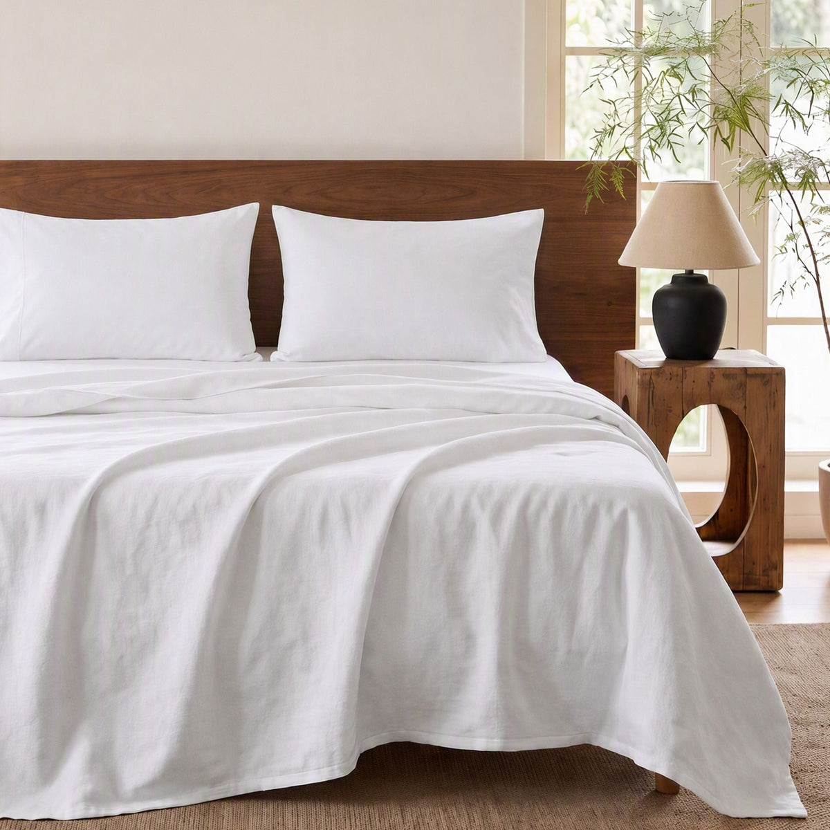 Queen 500TC Cotton 4Pcs Sheet Set with 40cm Extra Deep Pocket for Thick Mattresses Sateen Weave for Sweaty Nights White - Home & Garden > Bedding > Bed Sheets - Rivercity House & Home Co. (ABN 18 642 972 209) - Affordable Modern Furniture Australia