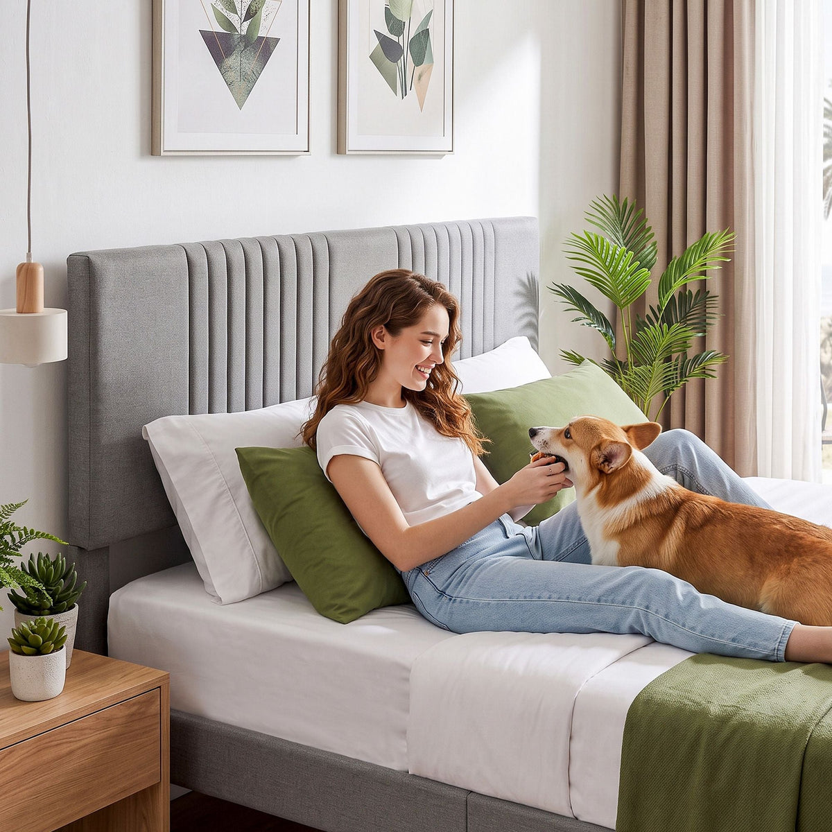 Queen Adjustable Headboard Bed Frame 300kg Capacity - Grey - Furniture > Bedroom > Beds & Bed Frames - Rivercity House & Home Co. (ABN 18 642 972 209) - Affordable Modern Furniture Australia