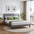 Queen Adjustable Upholstered Headboard Bed Frame 300kg Capacity - Grey