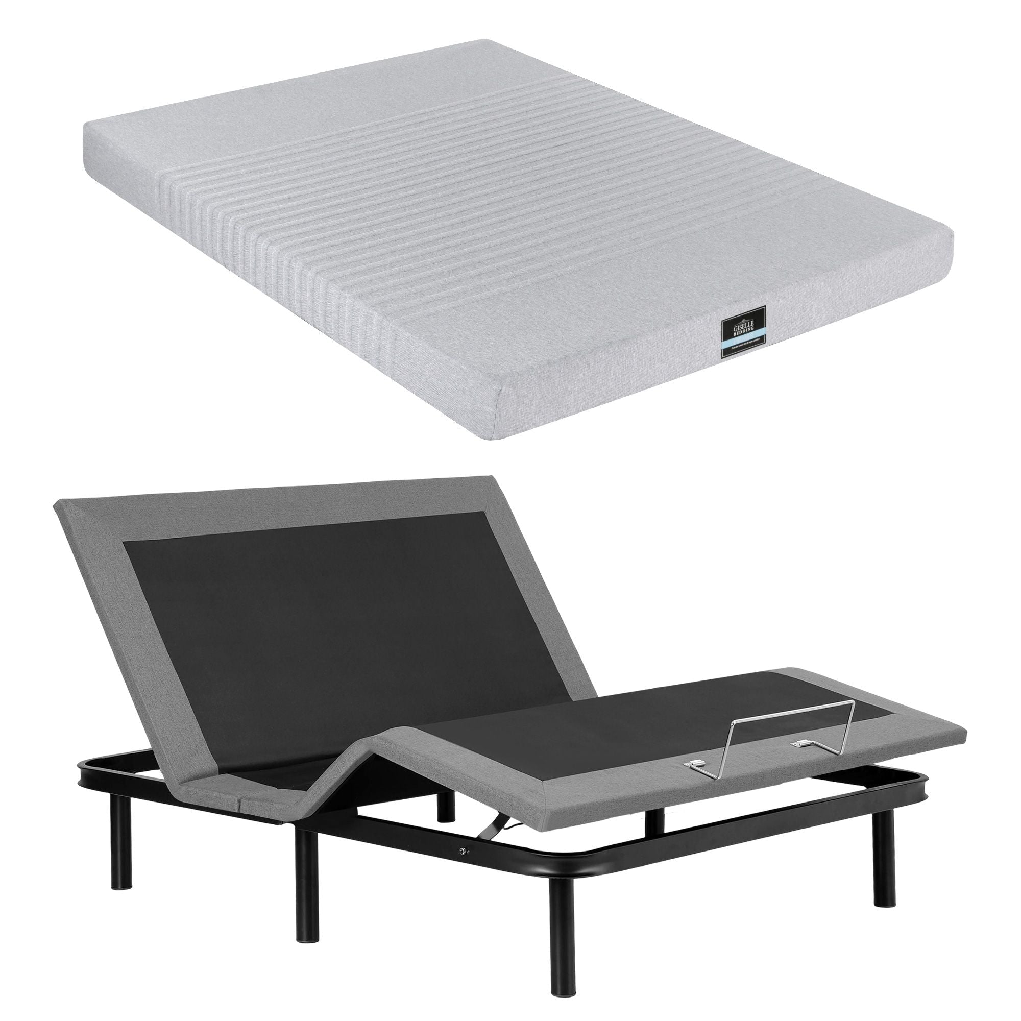 Queen Bed Frame and Giselle Bedding Queen Memory Foam Mattress Set, Electric Bed Base with Zero Gravity & 7 Zone Cooling Comfort for Back Pain Relief, Black & Grey, 15cm Thickness - Furniture > Bedroom > Beds & Bed Frames - Rivercity House & Home Co. (ABN 18 642 972 209) - Affordable Modern Furniture Australia
