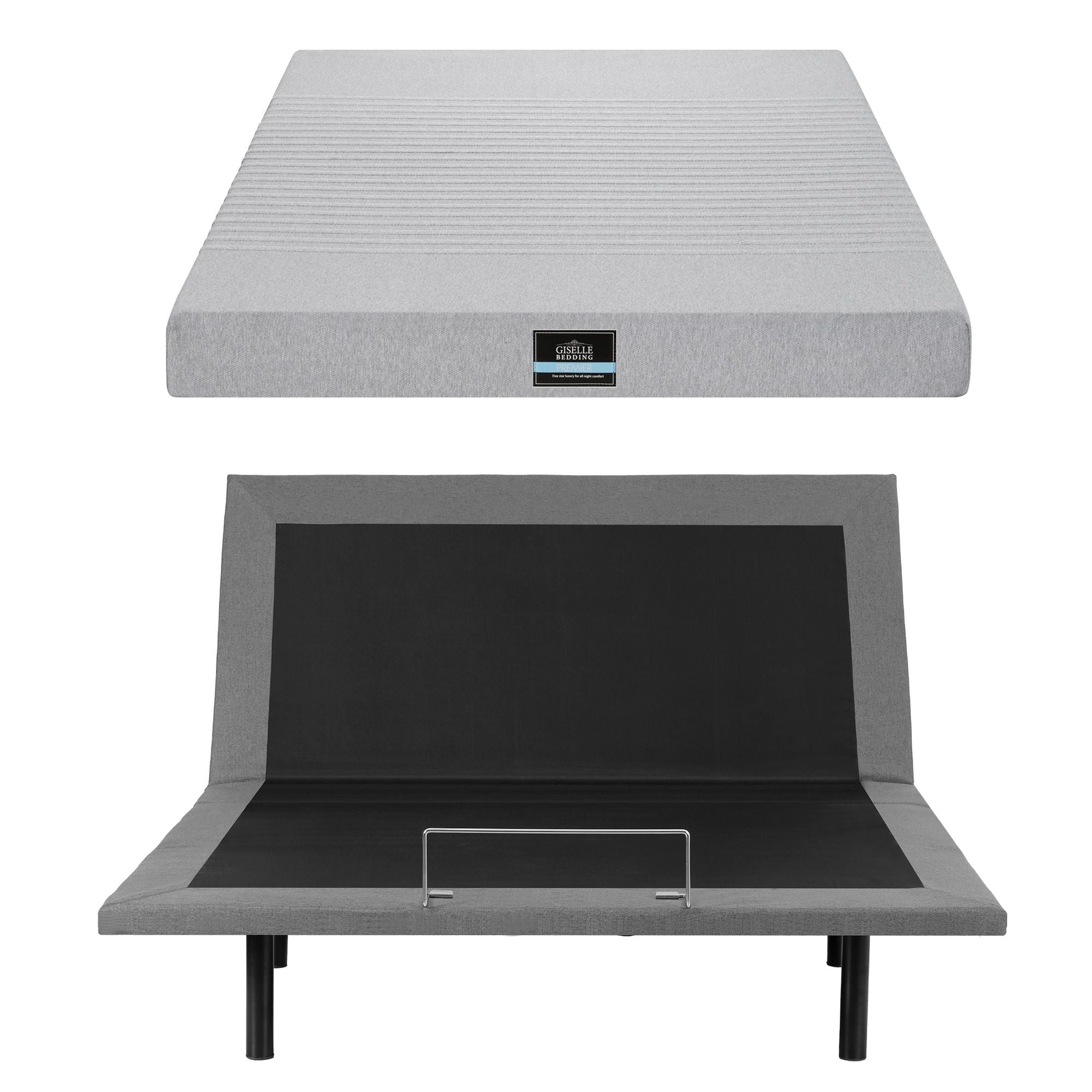 Queen Bed Frame and Giselle Bedding Queen Memory Foam Mattress Set, Electric Bed Base with Zero Gravity & 7 Zone Cooling Comfort for Back Pain Relief, Black & Grey, 15cm Thickness - Furniture > Bedroom > Beds & Bed Frames - Rivercity House & Home Co. (ABN 18 642 972 209) - Affordable Modern Furniture Australia