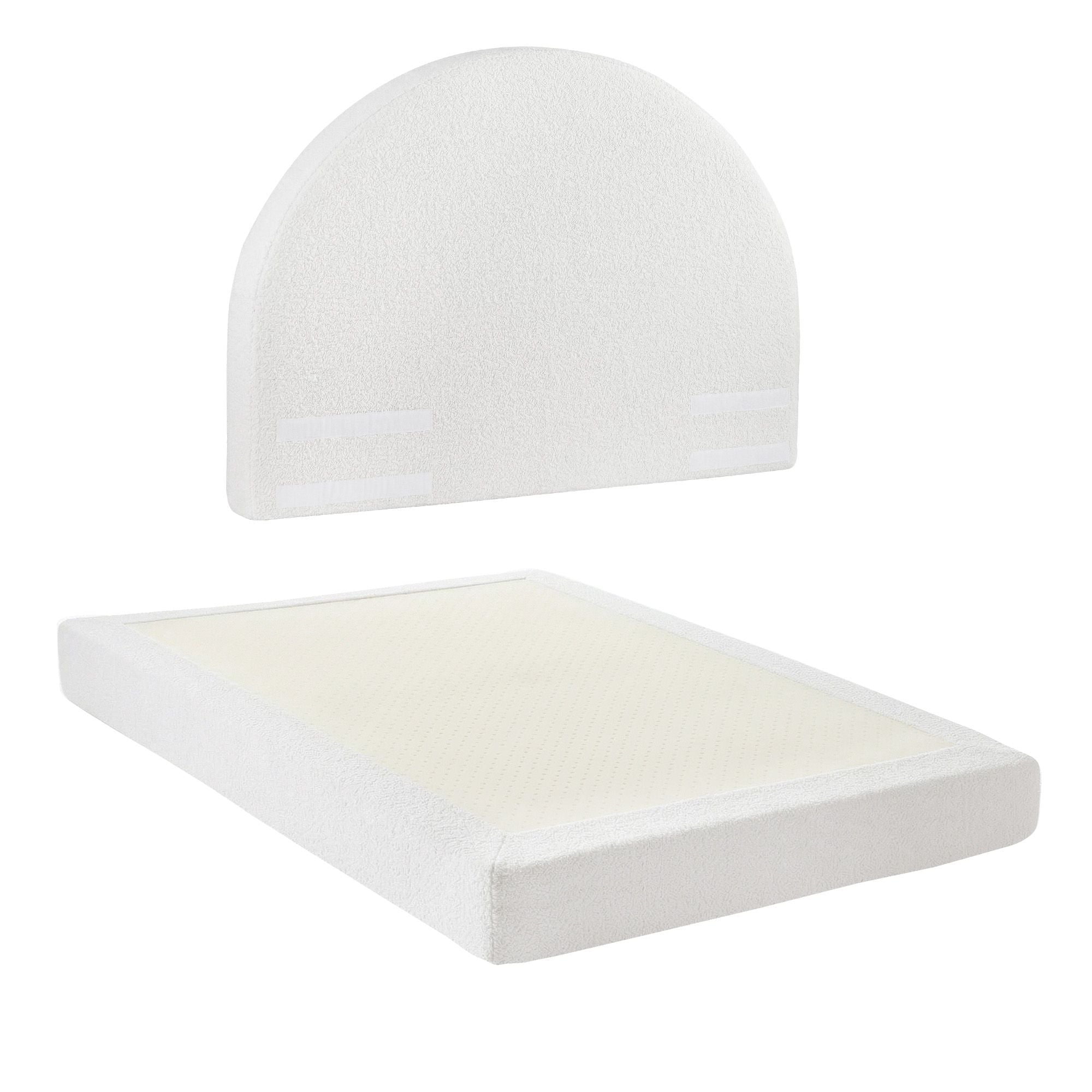 Queen Bed Frame Boucle Fabric Vacuum Compressed Beds Removable Washable Cover No - Assembly - Furniture > Bedroom > Beds & Bed Frames - Rivercity House & Home Co. (ABN 18 642 972 209) - Affordable Modern Furniture Australia