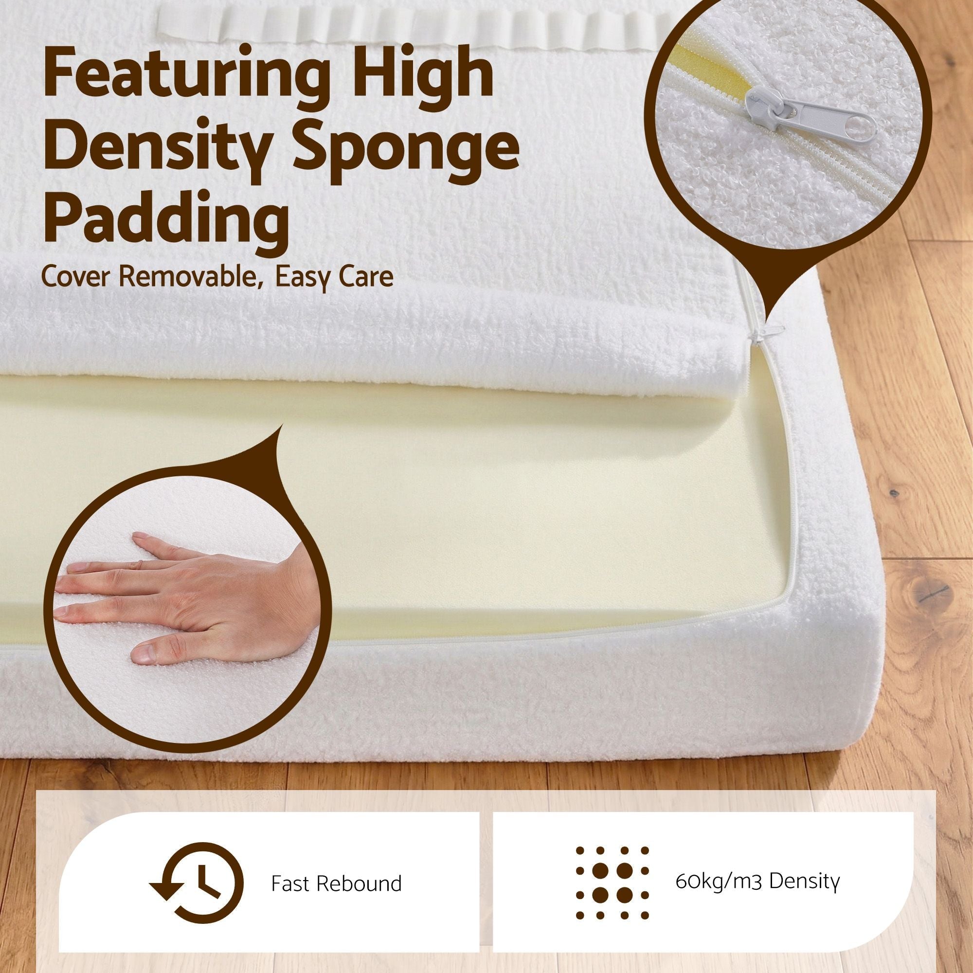 Queen Bed Frame Boucle Fabric Vacuum Compressed Beds Washable Cover No - Assembly - Furniture > Bedroom > Beds & Bed Frames - Rivercity House & Home Co. (ABN 18 642 972 209) - Affordable Modern Furniture Australia