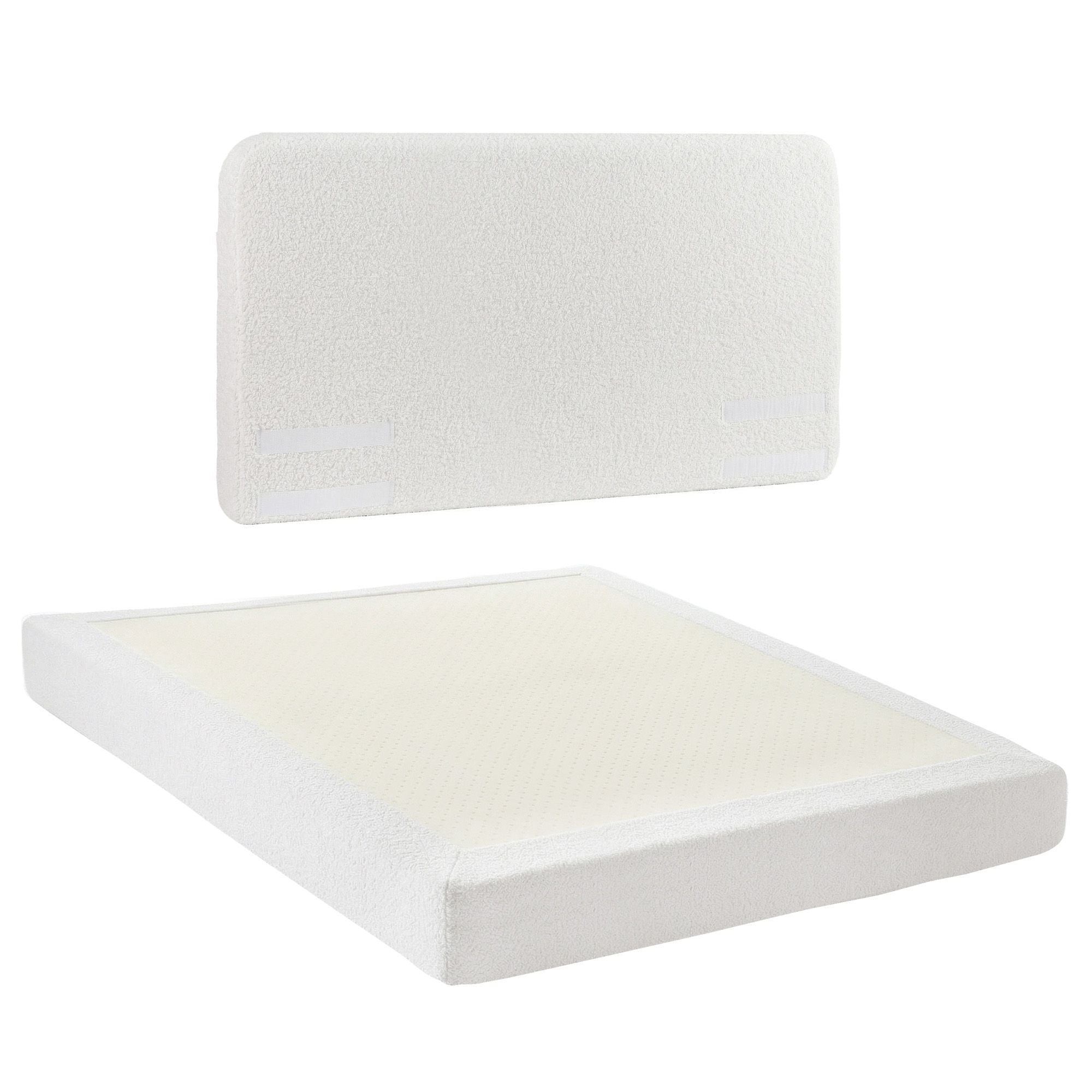 Queen Bed Frame Boucle Fabric Vacuum Compressed Beds Washable Cover No - Assembly - Furniture > Bedroom > Beds & Bed Frames - Rivercity House & Home Co. (ABN 18 642 972 209) - Affordable Modern Furniture Australia