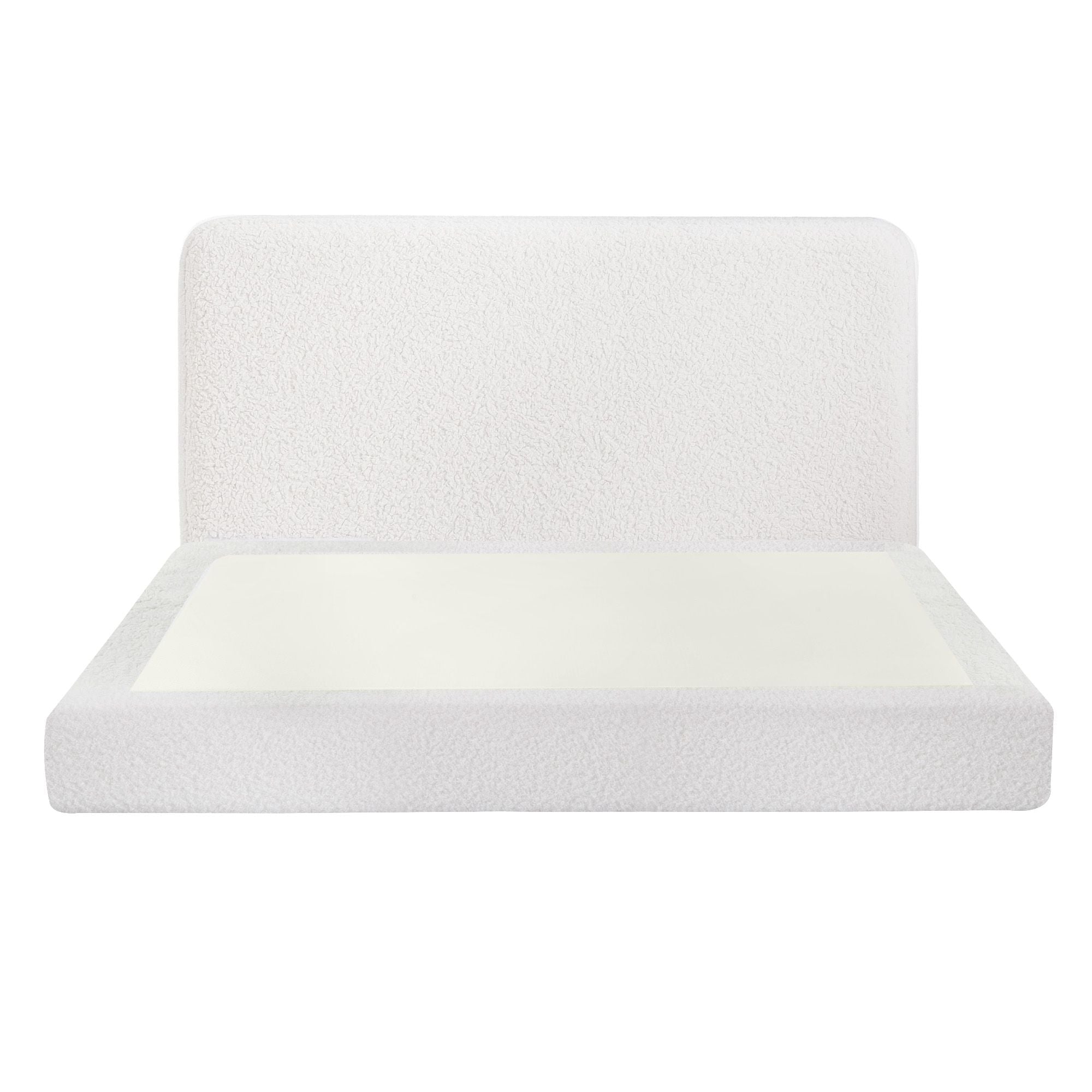 Queen Bed Frame Boucle Fabric Vacuum Compressed Beds Washable Cover No - Assembly - Furniture > Bedroom > Beds & Bed Frames - Rivercity House & Home Co. (ABN 18 642 972 209) - Affordable Modern Furniture Australia