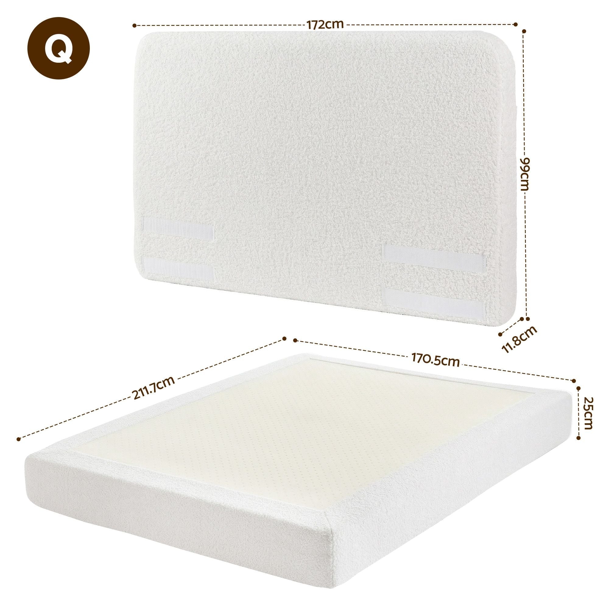 Queen Bed Frame Boucle Fabric Vacuum Compressed Beds Washable Cover No - Assembly - Furniture > Bedroom > Beds & Bed Frames - Rivercity House & Home Co. (ABN 18 642 972 209) - Affordable Modern Furniture Australia