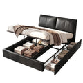 Queen Bed Frame Gas Lift Storage 3 Drawers Adjustable Headboard Platform Bed Black