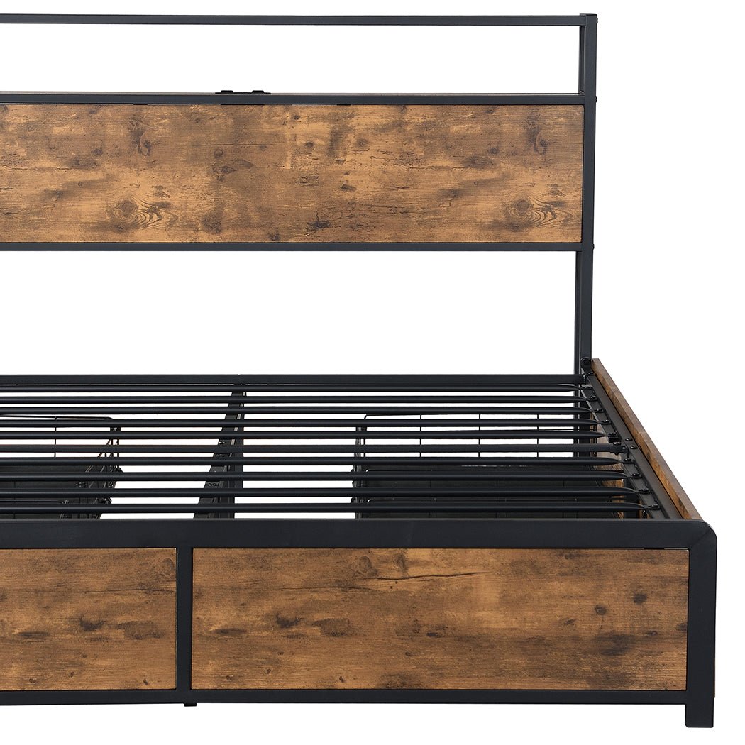 Queen Bed Frame RGB LED 4 Drawers USB - Rivercity House & Home Co. (ABN 18 642 972 209) - Affordable Modern Furniture Australia