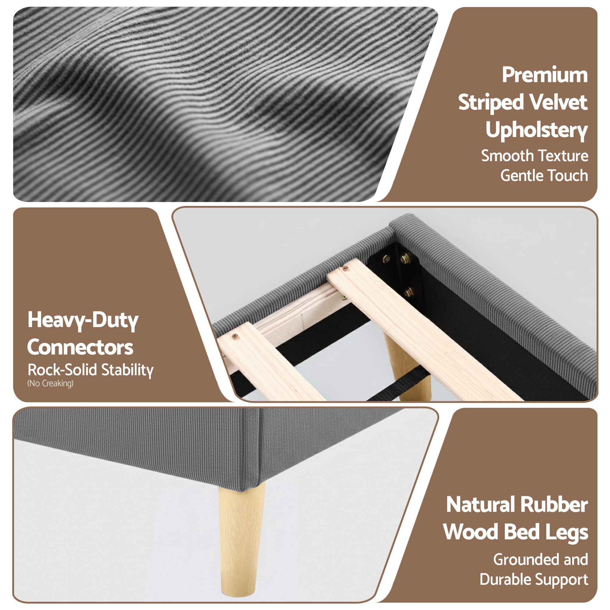 Queen Bed Frame Upholstered Adjustable Headboard Mood Lighting Heavy Duty Grey Velvet - Furniture > Bedroom > Beds & Bed Frames - Rivercity House & Home Co. (ABN 18 642 972 209) - Affordable Modern Furniture Australia