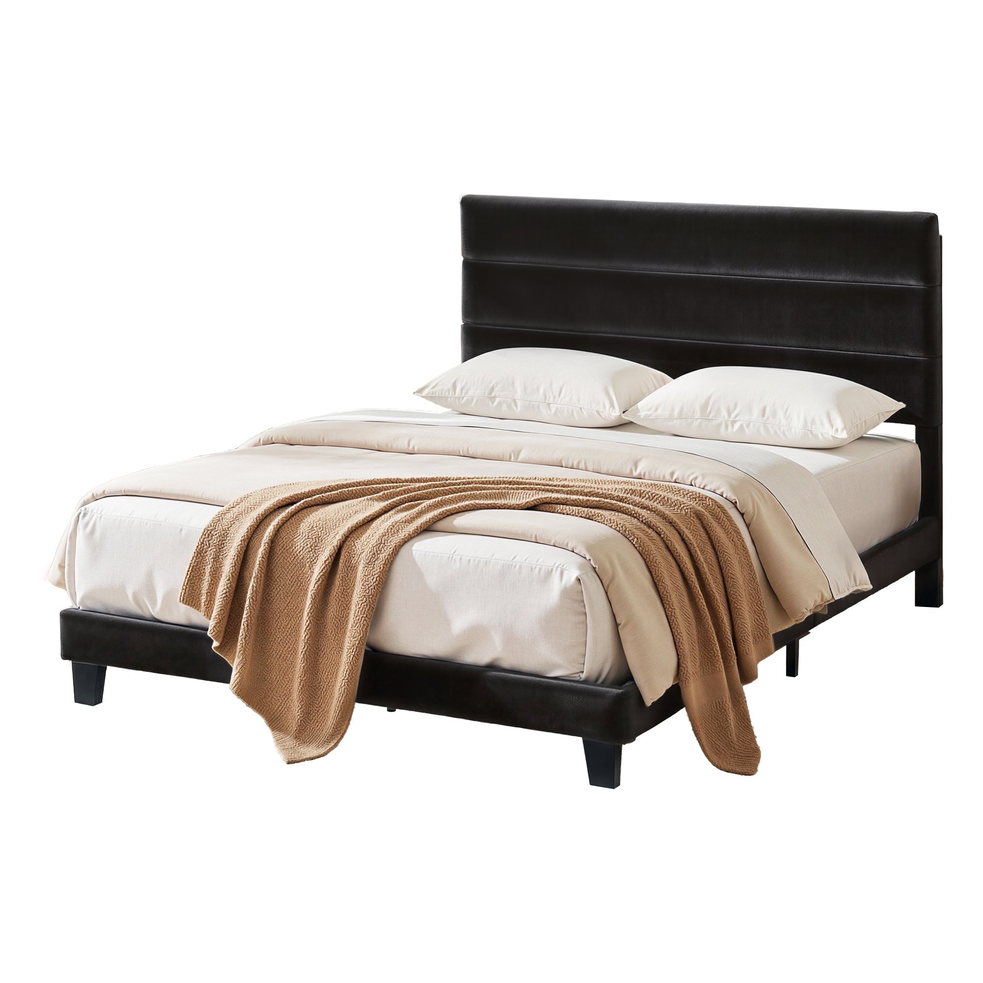 Queen Bed Frame Upholstered Platform Base with Geometric Headboard Black Velvet - Furniture > Bedroom > Beds & Bed Frames - Rivercity House & Home Co. (ABN 18 642 972 209) - Affordable Modern Furniture Australia