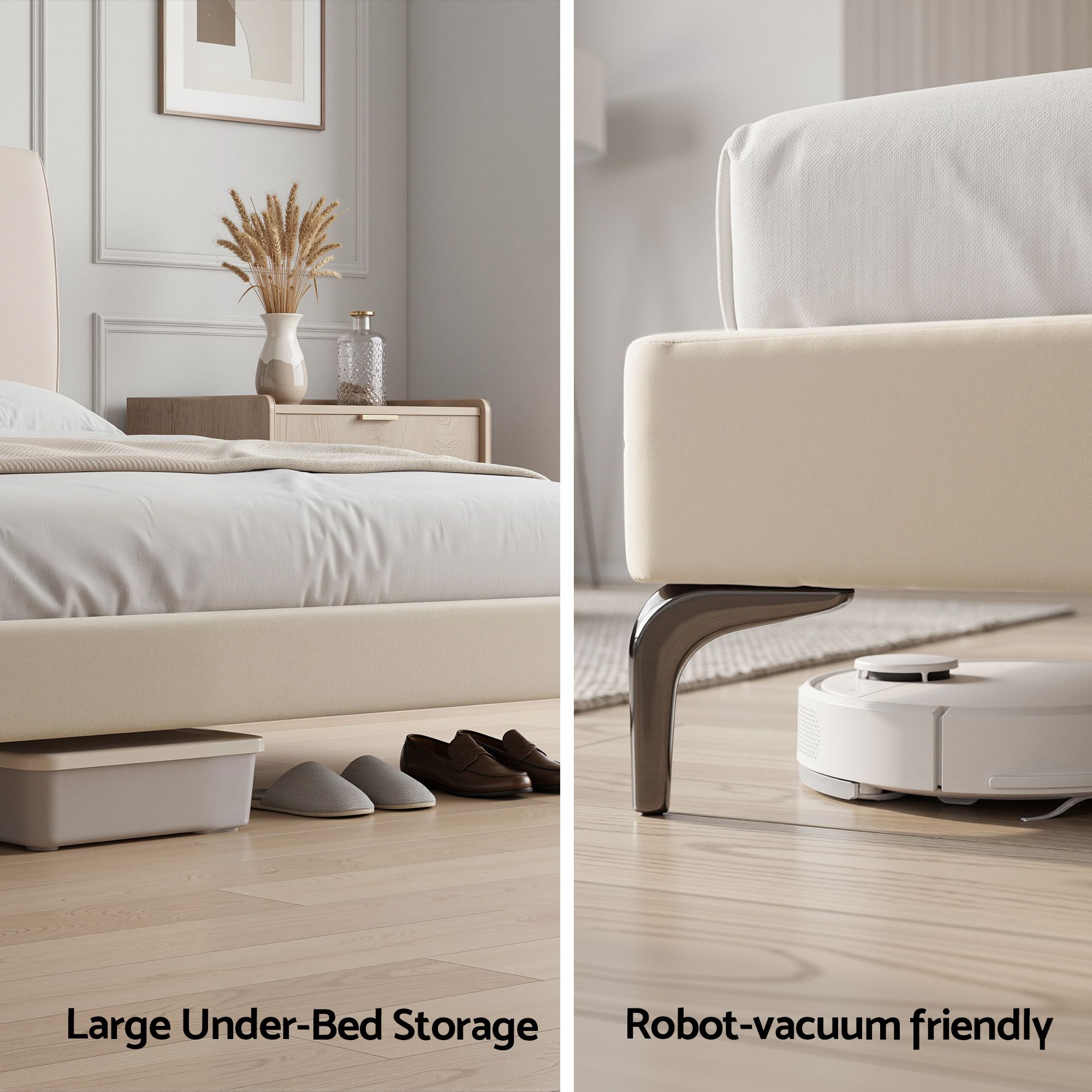Queen Bed Frame Upholstered Platform Bed with Tufted Headboard 300kg Support - Furniture > Bedroom > Beds & Bed Frames - Rivercity House & Home Co. (ABN 18 642 972 209) - Affordable Modern Furniture Australia
