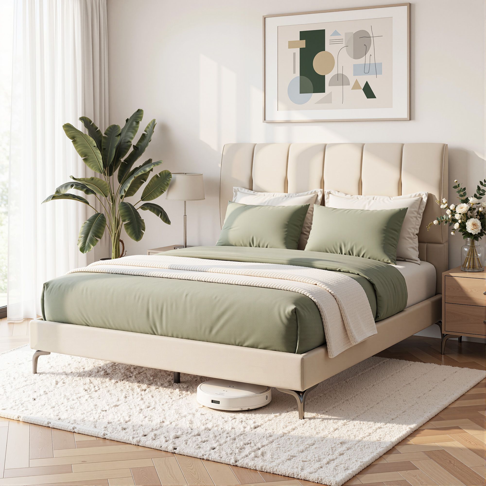 Queen Bed Frame Upholstered Platform Bed with Tufted Headboard 300kg Support - Furniture > Bedroom > Beds & Bed Frames - Rivercity House & Home Co. (ABN 18 642 972 209) - Affordable Modern Furniture Australia