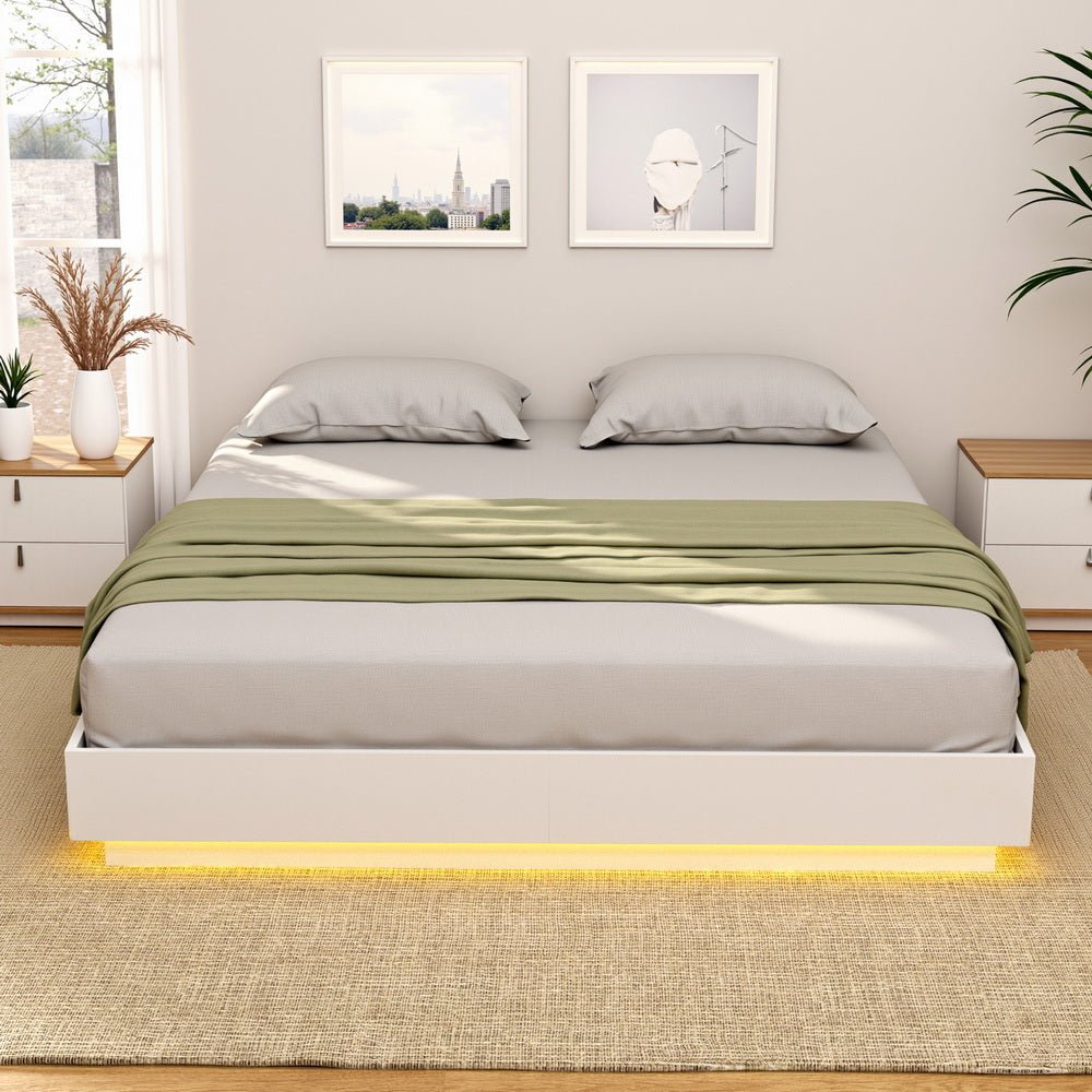Queen Bed Frame with 16Colour Led Light Wooden Platform Bed Base DAYGLOW - Furniture > Bedroom > Beds & Bed Frames - Rivercity House & Home Co. (ABN 18 642 972 209) - Affordable Modern Furniture Australia